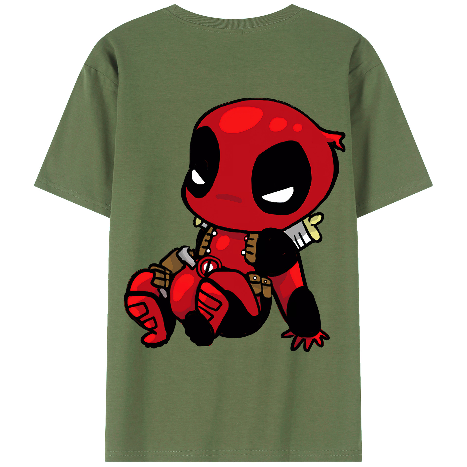 （画像用） Deadpool デッドプール 綿100％ メンズ半袖Tシャツ（バックプリント） 通気性